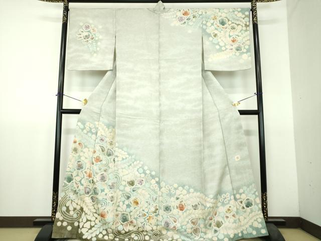 平和屋着物●訪問着 作家物 絞り 辻が花 暈し染め 銀通し地 正絹 逸品 DABH9714ps