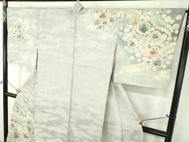平和屋着物●訪問着 作家物 絞り 辻が花 暈し染め 銀通し地 正絹 逸品 DABH9714ps