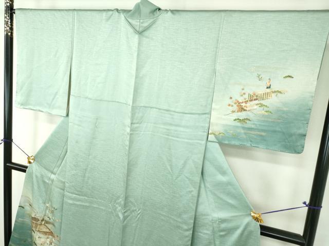 平和屋着物●訪問着 人物風景花文 暈し染め 金銀彩 正絹 逸品 未使用 DABH9725ps