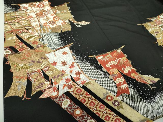 平和屋着物●豪華黒留袖 駒刺繍 几帳花文 金彩 正絹 逸品 DABH9727ps