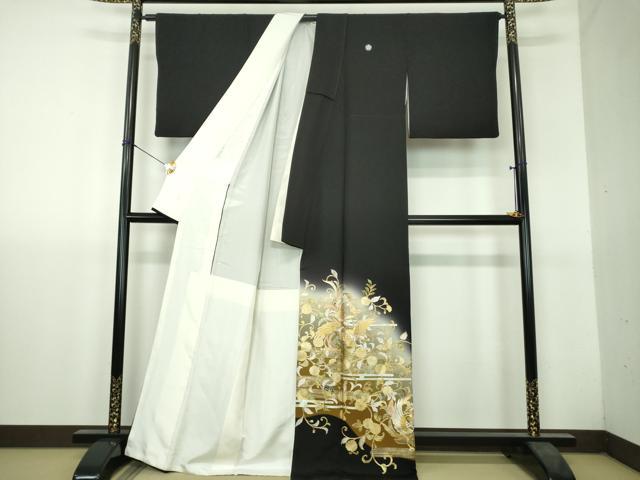 平和屋着物●豪華黒留袖 作家物 舞蝶鳳凰花唐草 暈し染め 金銀彩 正絹 逸品 DABH9729ps