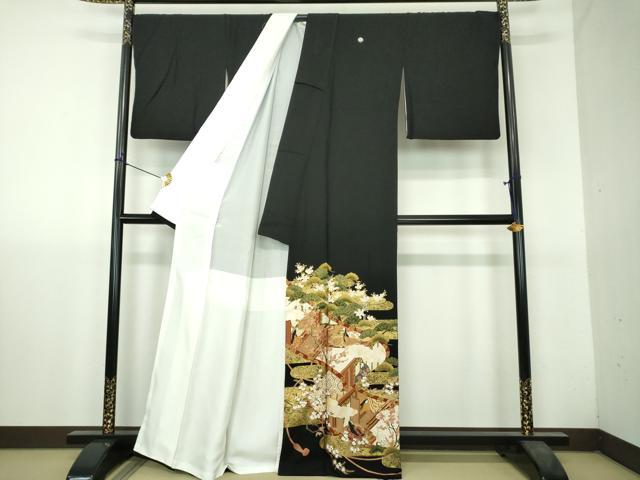 平和屋着物●豪華黒留袖 源氏物語絵巻 本金箔 さが美扱い 正絹 逸品 DABH9730ps