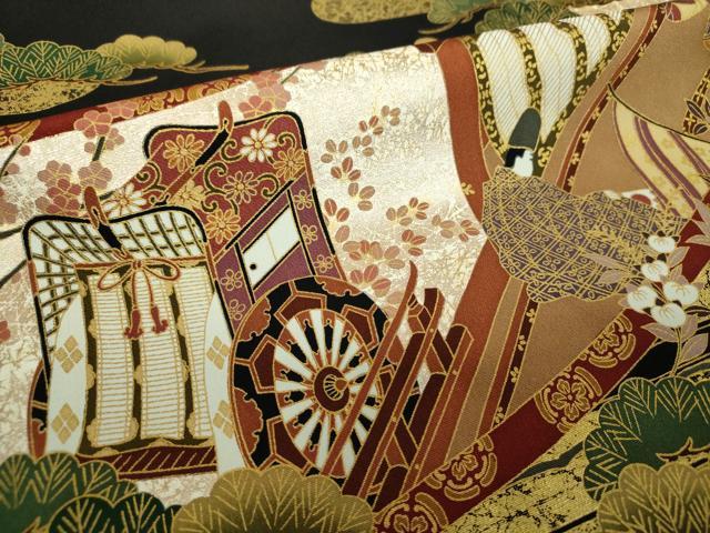 平和屋着物●豪華黒留袖 源氏物語絵巻 本金箔 さが美扱い 正絹 逸品 DABH9730ps
