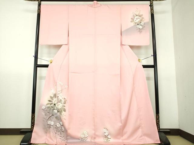 平和屋着物●訪問着 手描き 枝花文 暈し染め ロング丈 正絹 逸品 DABH9735ps