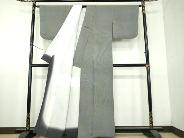 平和屋着物●江戸小紋 万筋 黒色×灰色 正絹 逸品 DABH9744ps