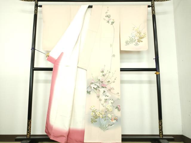 平和屋着物●訪問着 友禅 作家物 鴛鴦枝花文 暈し染め 正絹 逸品 未使用 DABH9746ps