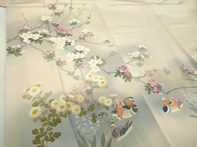 平和屋着物●訪問着 友禅 作家物 鴛鴦枝花文 暈し染め 正絹 逸品 未使用 DABH9746ps