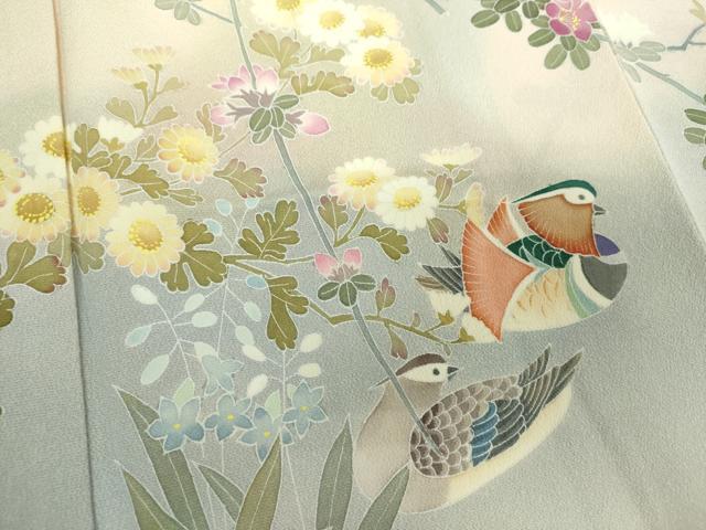 平和屋着物●訪問着 友禅 作家物 鴛鴦枝花文 暈し染め 正絹 逸品 未使用 DABH9746ps