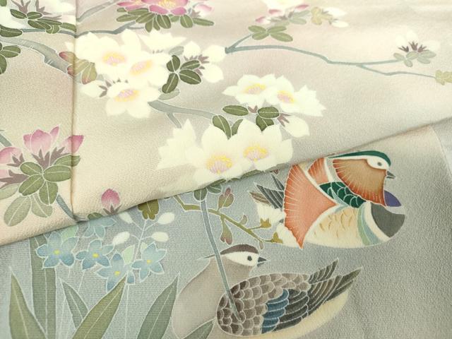 平和屋着物●訪問着 友禅 作家物 鴛鴦枝花文 暈し染め 正絹 逸品 未使用 DABH9746ps
