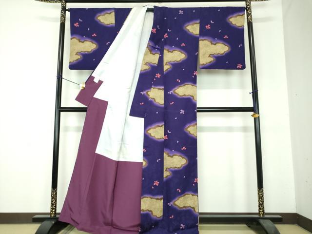 平和屋着物●小紋 雲取り舞桜 さんび謹製 洗える着物 DABH9751ps