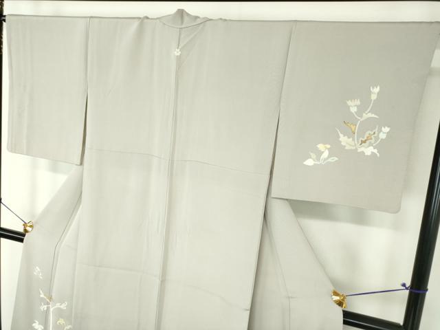 平和屋着物●訪問着 駒刺繍 草花文 金彩 正絹 逸品 DABH9752ps