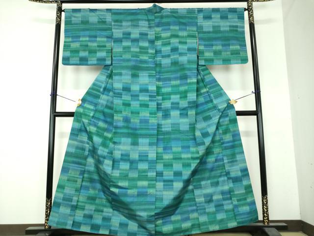 平和屋着物●上質な紬 市松文様 正絹 逸品 DABH9755ps