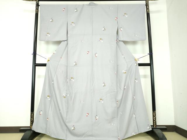 平和屋着物●小紋 立雛 お月見 鯛 洗える着物 DABH9757ps