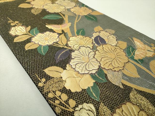 平和屋着物▼六通柄袋帯 舞蝶花文 金銀糸 正絹 逸品 DABH9776ps