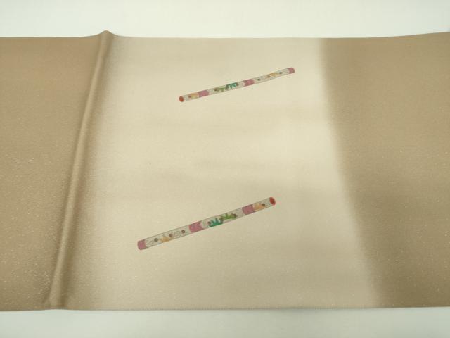 平和屋着物▼太鼓柄袋帯 手描き 能 金彩 銀通し地 正絹 逸品 DABH9800ps