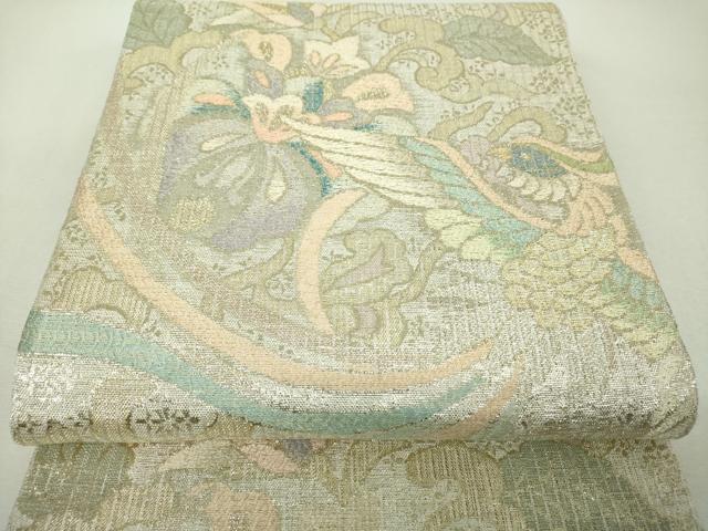 平和屋着物▽西陣 都謹製 六通柄袋帯 スリーシーズン 春夏秋 鳳凰更紗花文 金銀糸 証紙付き 正絹 逸品 未使用 DABH9803ps