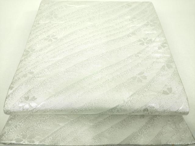 平和屋着物▼佐賀錦 両面 六通柄袋帯 舞桜 金銀糸 正絹 逸品 DABH9814ps