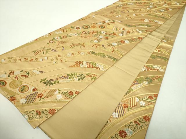 平和屋着物▼六通柄袋帯 唐織 吉祥鳳凰花文 金糸 鈴乃屋扱い 正絹 逸品 DABH9828ps