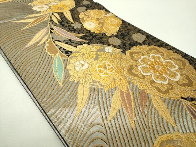 平和屋着物▼六通柄袋帯 正倉院花文 金銀糸 正絹 逸品 DABH9839ps