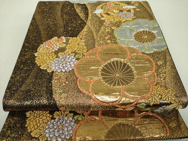 平和屋着物▼六通柄袋帯 鳳凰花丸文 金銀糸 正絹 逸品 DABH9842ps