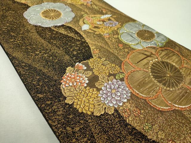 平和屋着物▼六通柄袋帯 鳳凰花丸文 金銀糸 正絹 逸品 DABH9842ps