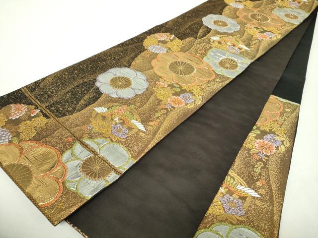 平和屋着物▼六通柄袋帯 鳳凰花丸文 金銀糸 正絹 逸品 DABH9842ps