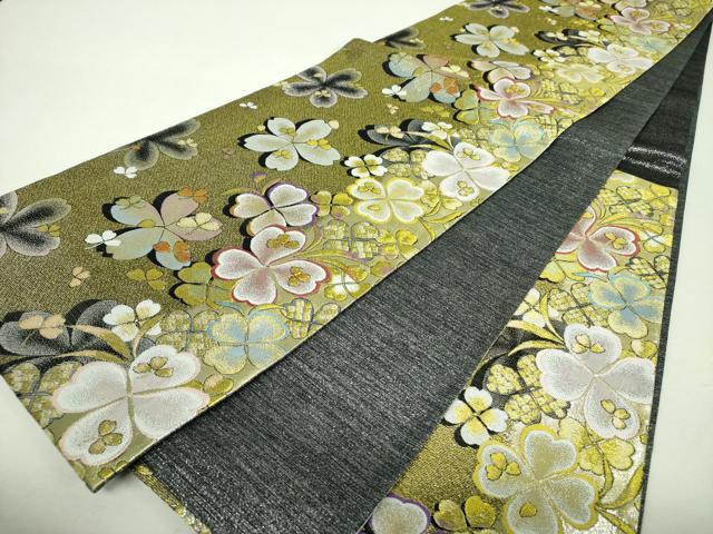 平和屋着物▼六通柄袋帯 舞桜 金銀糸 正絹 逸品 DABH9851ps