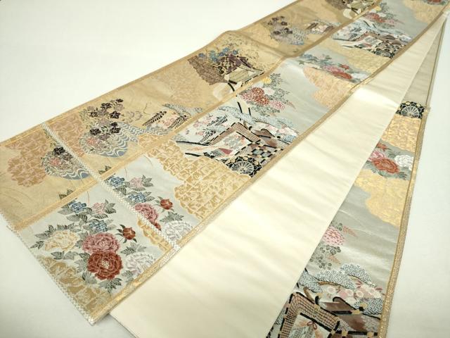 平和屋着物▼六通柄袋帯 白雉錦 大原御幸 金銀糸 正絹 逸品 DABH9859ps