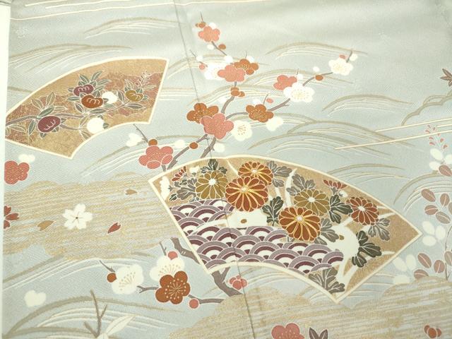 平和屋着物●訪問着 駒刺繍 地紙花文 金彩 正絹 逸品 DABH9866ps
