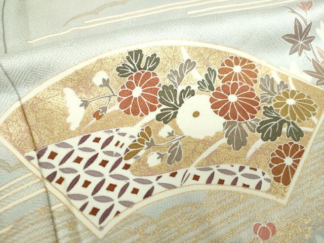 平和屋着物●訪問着 駒刺繍 地紙花文 金彩 正絹 逸品 DABH9866ps