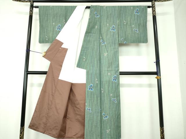 平和屋着物●上質な小紋 紬地 舞花文 金彩 正絹 逸品 未使用 DABH9872ps