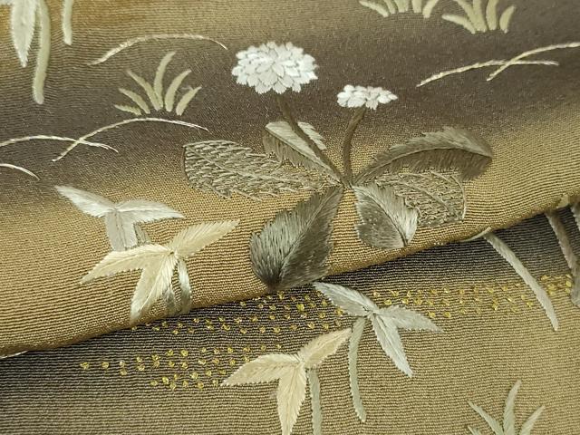平和屋着物●中国三大刺繍 相良刺繍 総刺繍 訪問着 舞蝶花文 暈し染め 金糸 正絹 逸品 DABH9873ps