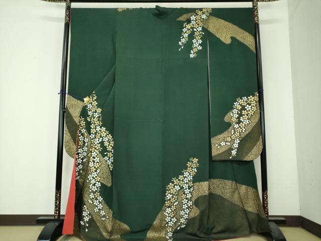 平和屋着物●豪華振袖 絞り 枝垂れ桜 金彩 正絹 逸品 DABH9875ps