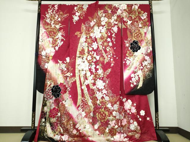 平和屋着物●ブライダルファッションデザイナー・桂由美 振袖 刺繍 ベロア ラインストーン スパンコール 金銀彩 正絹 逸品 DABH9876ps