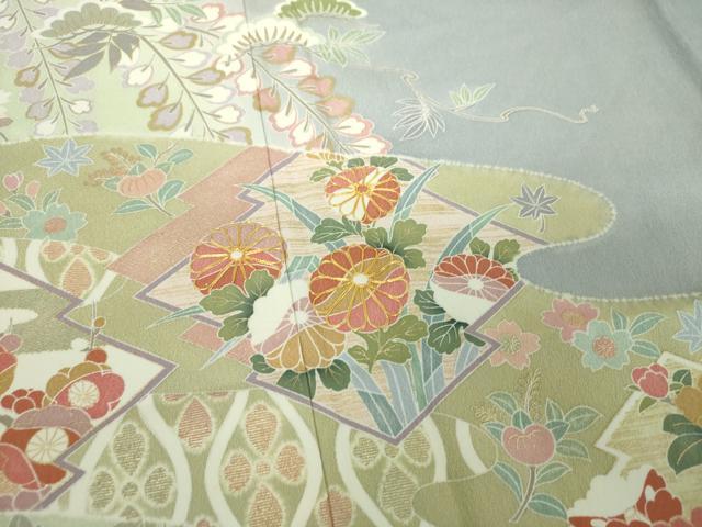 平和屋着物●訪問着 駒刺繍 霞松皮菱花文 暈し染め 金彩 鈴乃屋扱い 正絹 逸品 DABH9888ps