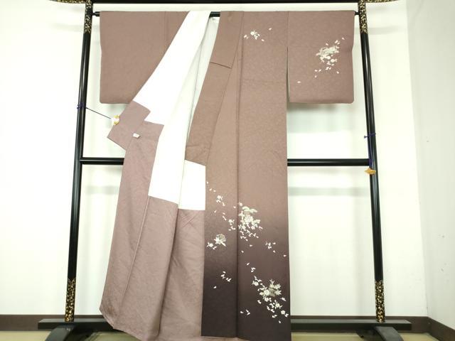 平和屋着物●黄金糸 訪問着 お召地 総刺繍 源氏香花文 暈し染め 金糸 正絹 逸品 DABH9895ps