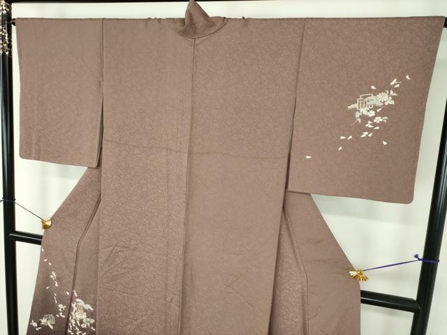 平和屋着物●黄金糸 訪問着 お召地 総刺繍 源氏香花文 暈し染め 金糸 正絹 逸品 DABH9895ps