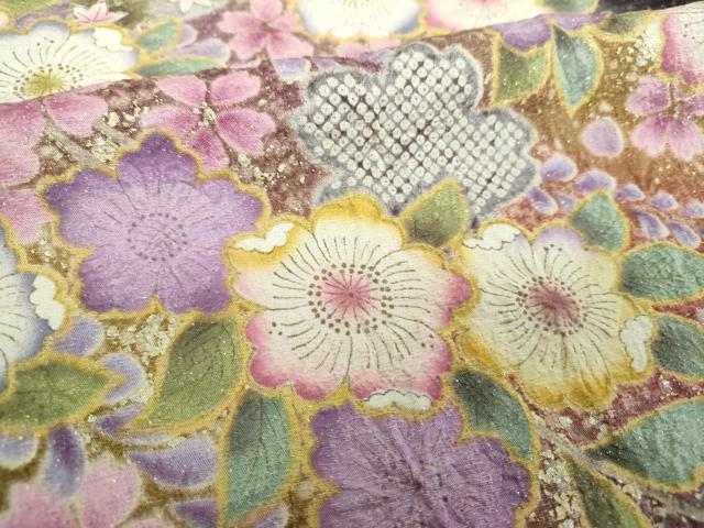 平和屋着物●豪華振袖 絞り 辻が花 金彩 金通し地 正絹 逸品 DABH9898ps