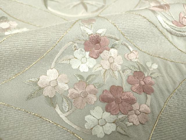平和屋着物●色留訪問着 総刺繍 七宝花文 金糸 正絹 逸品 DABH9900ps