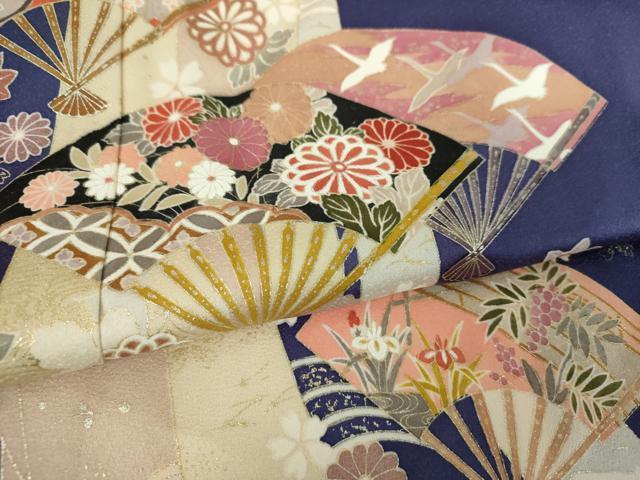 平和屋着物●訪問着 扇面飛鶴花文 金彩 正絹 逸品 DABH9901ps