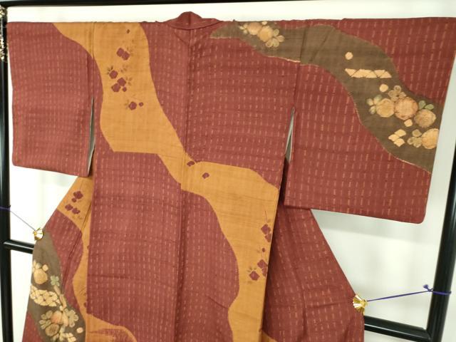 平和屋着物●十日町 名門 滝泰謹製 訪問着 紬地 絞り 辻が花 正絹 逸品 DABH9903ps