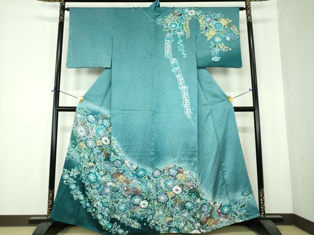 平和屋着物●訪問着 絞り 辻が花 暈し染め 金彩 正絹 逸品 DABH9904ps