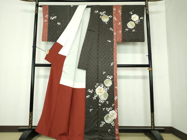 平和屋着物●訪問着 駒刺繍 絞り 雪輪花文 金彩 正絹 逸品 DABH9915ps