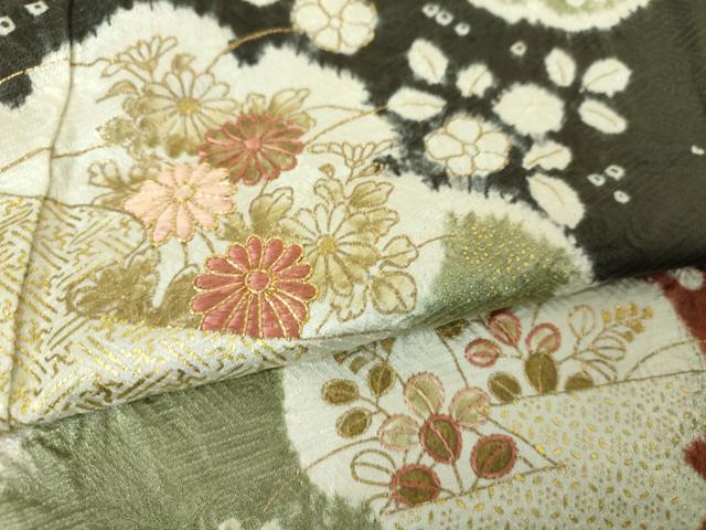 平和屋着物●訪問着 駒刺繍 絞り 雪輪花文 金彩 正絹 逸品 DABH9915ps