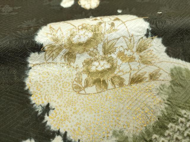 平和屋着物●訪問着 駒刺繍 絞り 雪輪花文 金彩 正絹 逸品 DABH9915ps