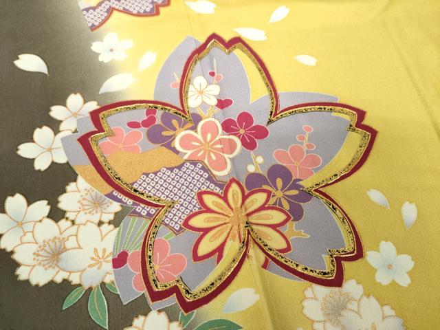 平和屋着物●豪華振袖 駒刺繍 舞桜 暈し染め 金彩 正絹 逸品 DABH9916ps