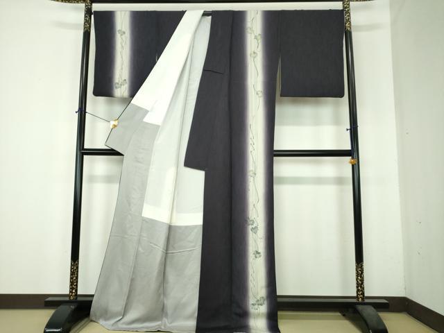 平和屋着物●訪問着 手描き 竹節 蔦の葉文 暈し染め 正絹 逸品 DABH9917ps