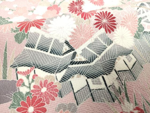 平和屋着物●訪問着 友禅 松竹梅 流水風景花文 暈し染め 正絹 逸品 DABH9918ps
