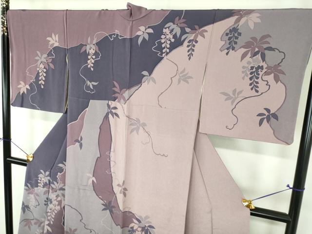 平和屋着物●訪問着 藤花房 鬼しぼ縮緬 正絹 逸品 DABH9919ps