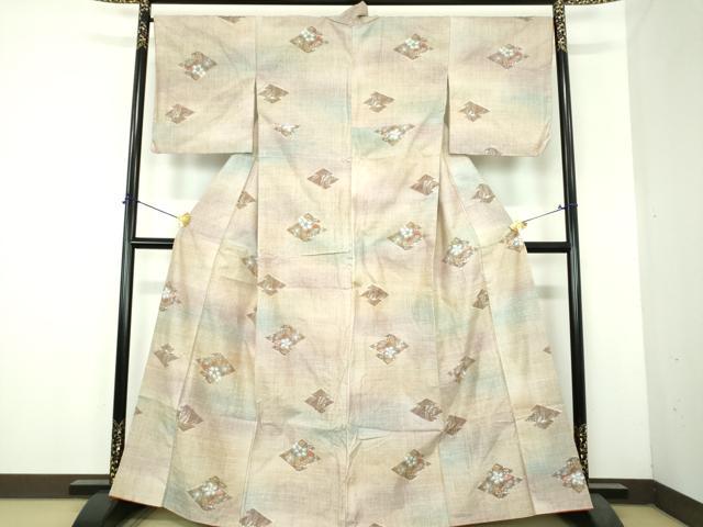 平和屋着物●小千谷紬 松皮菱 辻が花 正絹 逸品 DABH9921ps